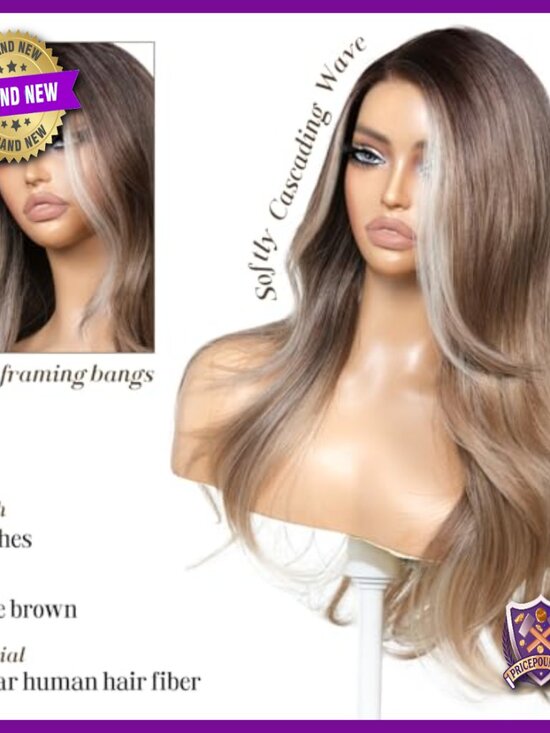 23 Inch Synthetic Lace Front Wig with Bangs Pre Plucked Pre Cut Glueless main image 6